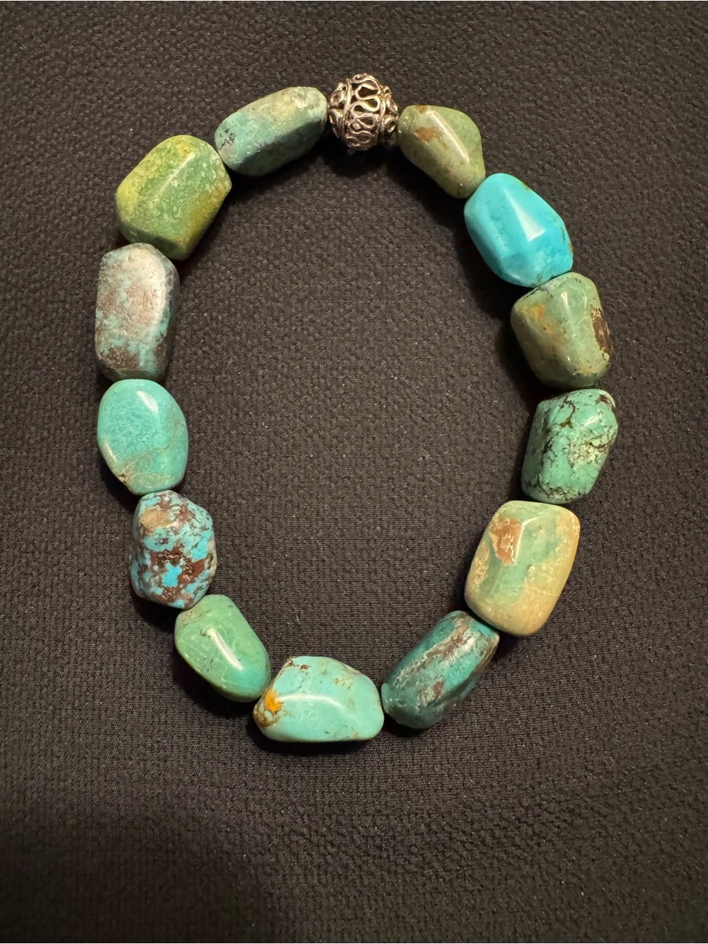 Genuine Turquoise Nugget Sterling Silver Statement Bracelet - 28g